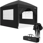 Zelsius Faltbarer Pavillon 3x3 M Mit Seitenw&auml;nden, Schwarz, Faltpavillon Uv30,