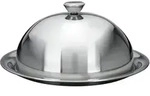 Speise Glocke Mit Servier Teller - 30 Cm - Edelstahl K&auml;se Haube Rund Silber