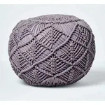 Gro&szlig;er Geh&auml;kelter Pouf, Grau, 40 X 50 Cm - Homescapes