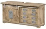 Massivmoebel24 - Waschbeckenunterschrank Mango 120x40x60 Whitewash Lackiert Railway