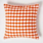 Homescapes - Orange Karierter Kissenbezug 60 X 60 Cm Aus 100% Baumwolle