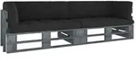 2-sitzer-palettensofa Mit Kissen Grau Impr&auml;gniertes Kiefernholz Vidaxl