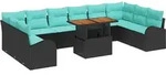 Garten-sofa-set Mit Speicher 11 Pcs Schwarz Poly Rattan Vidaxl