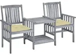 Vidaxl Garden Chairs With Tea Table And Cushions Solid Acacia Wood...