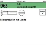 Din 963/iso 2009 Senkkopfschraube M16x55 Stahl 4.8 Galvanisch Verzinkt Schlitz...