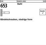 Din 653 R&auml;ndelschraube Niedrige Form M10x20 Stahl Blank 25 Stk