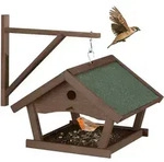 Vogelfutterhaus Holz, Futterhaus Zum Aufh&auml;ngen, Hbt: 35x42,5x40,5 Cm, Futterstelle
