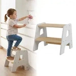 Relaxdays Tritthocker F&uuml;r Kinder, 2 Stufen, 50 Kg, A-form, Rutschfest, Hbt: 33 X 40