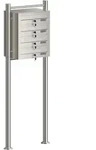 Wiltec - 4er Briefkastenanlage Edelstahl 270 X 513 X 1500 Mm, Standbriefkasten...