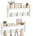 Relaxdays Wandgarderobe, 2er Set, Je 4 Doppelhaken, Hxbxt: 19,5 X 40 X 11 Cm,