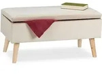 Relaxdays - Sitzbank Mit Stauraum, Samtbezug, 40 L, Gepolstert, Holzbeine, Flur, 2er