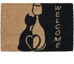Relaxdays Fu&szlig;matte Kokos, 60 X 40 Cm, Mit Katzen & Spruch Welcome, Gummiert, Innen