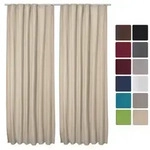 Beautissu - 2er Set Kr&auml;uselband Vorhang Amelie Luna Thermo 140x245cm Creme