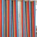 Homescapes - Gardinen Mit &Ouml;sen Multi-streifen 2er Set 100% Baumwolle, 137x117 Cm