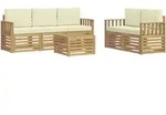 Outdoor-sofagarnitur 6 Stk. Wei&szlig; Und Creme Polyester Vidaxl