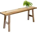 Teakholz Blumenbank Natur Rechteckig - 100 X 42 Cm - Massivholz Deko Hocker...