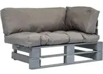 Outdoor-sofa Paletten Mit Kissen In Grau Kiefernholz Vidaxl