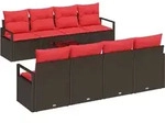 Sofa Set Mit Kissen 9 Pcs Beige Und Rot Poly-rattan Vidaxl