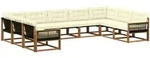 Outdoor-sofagarnitur Mit Kissen 9 Pcs Natur Und Creme Vidaxl