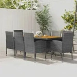 9-tlg. Garten-essgruppe Poly Rattan Grau Vidaxl