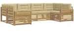 Outdoor-sofagarnitur 6 Stk. Wei&szlig; Und Beige Massivholz Akazie Vidaxl