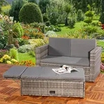 Mucola - Lounge Gartenm&ouml;bel Sofa Bank Tisch Klappbar Rattan Gartenset...