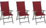 Vidaxl Garden Reclining Chairs 3 Pcs With Cushions Solid Acacia Wood