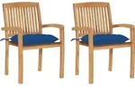 Vidaxl Garden Chairs 2 Pcs With Blue Cushions Solid Teak Wood (49387+314926)
