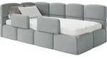 Selsey Cloudy &ndash; Kinderbett 90x200, Rausfallschutz, Kopfteil Links, Samt Grau