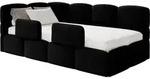 Selsey Cloudy &ndash; Kinderbett 90x200, Rausfallschutz, Kopfteil Links, Samt Schwarz