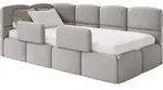 Selsey Cloudy &ndash; Kinderbett 90x200, Rausfallschutz, Kopfteil Links, Samt Hellgrau