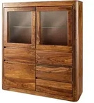 Highboard Sheesham 128x145x40 Walnuss Gewachst Toronto 203