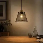 Led H&auml;ngeleuchte Pendelleuchte Esszimmerlampe Gitter Schwarz Metall H 120 Cm