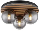Deckenleuchte Deckenlampe Glas Rauchfarben Holzoptik Wohnzimmerlampe 3 Flammig,
