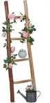 Dekoleiter, 116 Cm Hoch, Holzleiter Garten, 4 Sprossen, Kastanie, Handarbeit,