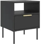 Selsey Vena &ndash; Nachttisch Mit Schublade Und Nische, Schwarz, 45 Cm