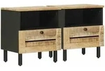 Nachttisch 2 Stk. Natur 40 X 33 X 46 Cm Massivholz Mango Vidaxl