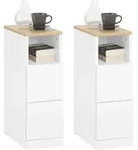 Sobuy Nachttisch 2 Schubladen Wei&szlig; 35x20x60cm Modern Fbt149-wnx2