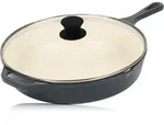 Gusseisenpfanne Mit Deckel Emailliert &Oslash; 29,5 Cm Blue Berry Mit Zwei...