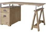 Schreibtisch Mango 140x78x80 Whitewash Lackiert Railway 329