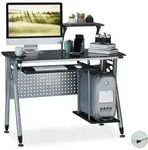 Relaxdays Computertisch Glas, Tastaturauszug & Fach F&uuml;r Rechner, Hbt: 98 X 105 X 55