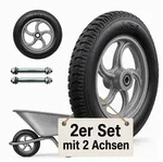 Relaxdays Sackkarrenrad 2er Set, 3.25-8, Vollgummi, Komplettrad Stahlfelge, Achse,
