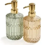 Relaxdays Seifenspender, 2er Set, 400 Ml, Glas, Nachf&uuml;llbar, Seife, Duschgel, Bad &