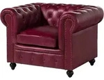 Sessel Echtleder 105x82x75 Rot Chesterfield 402