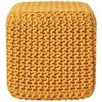 Gestrickter Sitzw&uuml;rfel 100% Baumwolle, Senf - Homescapes