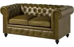Sofa 2-sitzer Echtleder 158x82x75 Gr&uuml;n Chesterfield 302