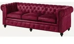 Sofa 3-sitzer Echtleder 216x82x75 Rot Chesterfield 403