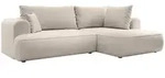 Selsey Ovo &ndash; Ecksofa Mit Schlaffunktion, Ottomane Rechts, Samt Hellbeige