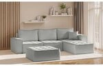 Ecksofa Modulsofa 4-teilig Sande Stoff Alpine Hellgrau Ottomane Rechts