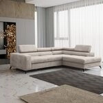 Ecksofa Schlafsofa Amadeo Stoff Anafi Creme Ottomane Rechts